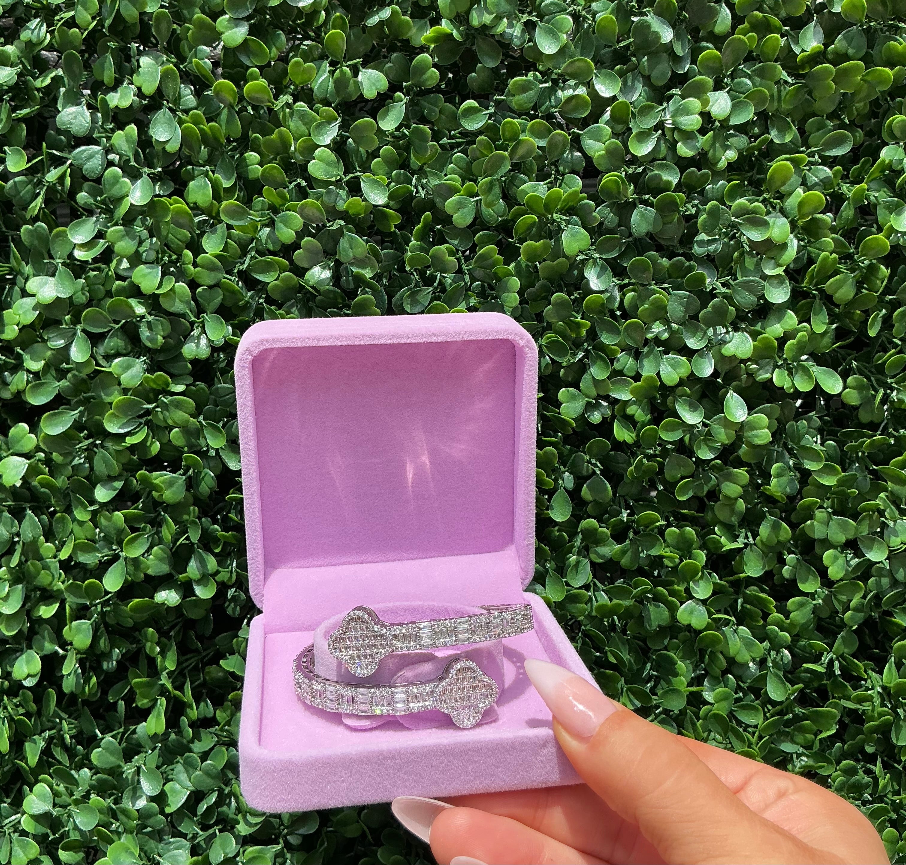Iced out clover open bangle