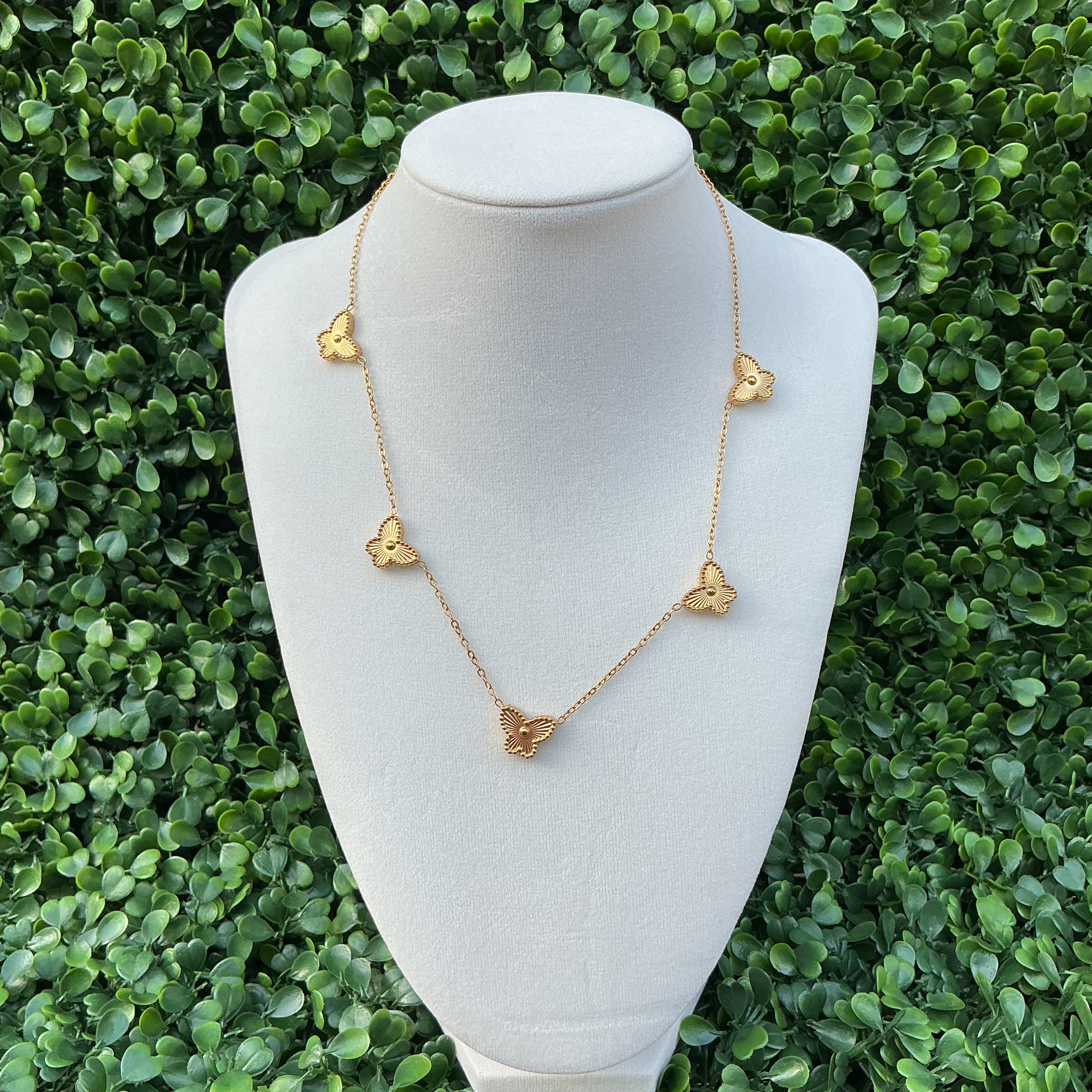 Gold stainless steel butterfly necklace