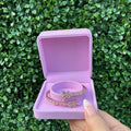 Rose gold diamond cut butterfly open bangle